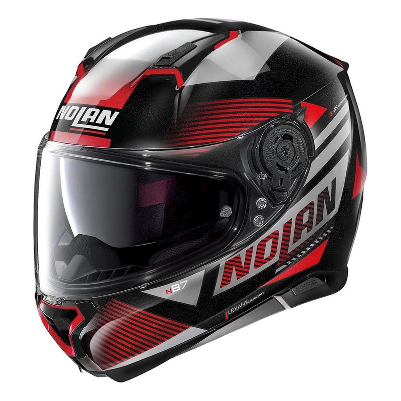 Casque intégral Nolan N87 Jolt N-Com Métal noir/rouge- 2XS