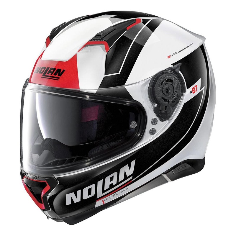 Casque intégral Nolan N87 Skilled N-Com Métal blanc/rouge- 2XS