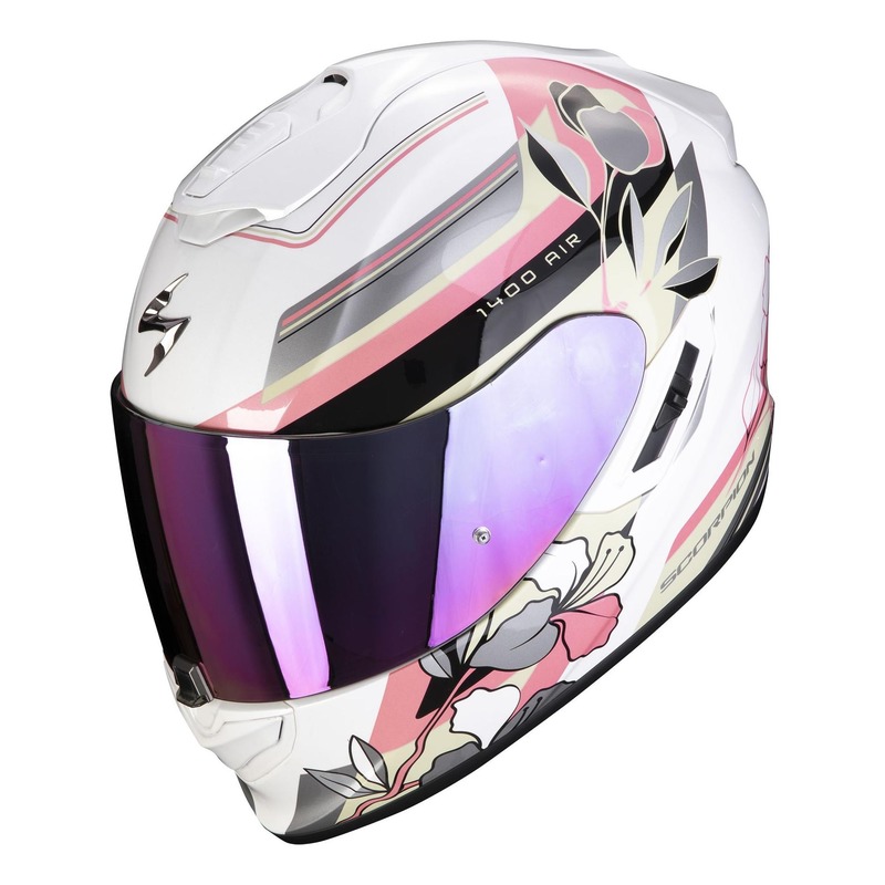 Casque intégral Scorpion EXO-1400 Air Gaia blanc perle/rose/vert- XS