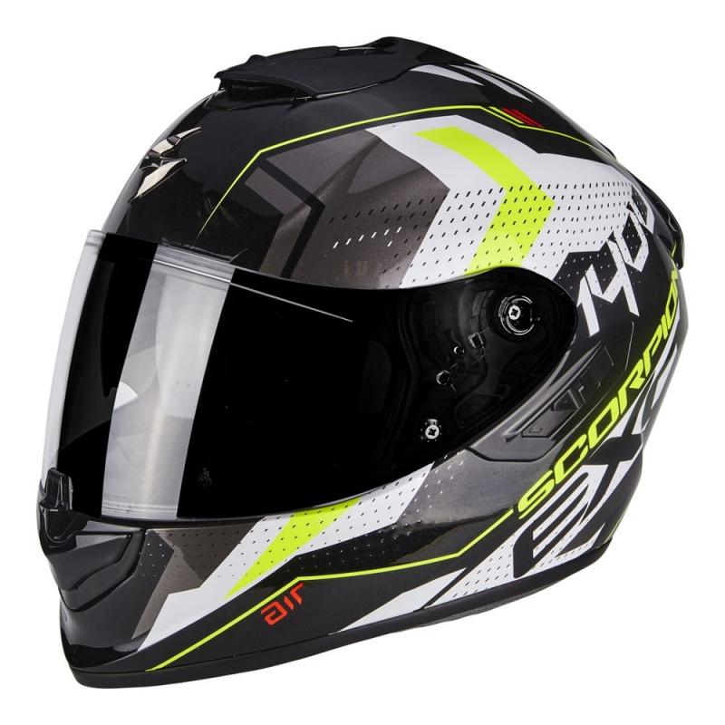 Casque intégral Scorpion EXO-1400 AIR TRIKA blanc/noir/jaune fluo- XL