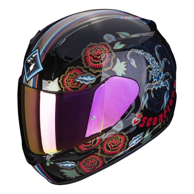 Casque intégral Scorpion EXO-390 Chica II noir/bleu/rouge- XS