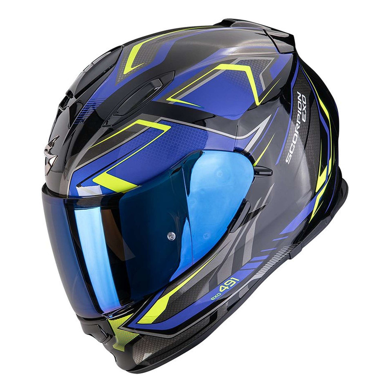 Casque intégral Scorpion Exo-491 Zumo noir/bleu/jaune fluo
