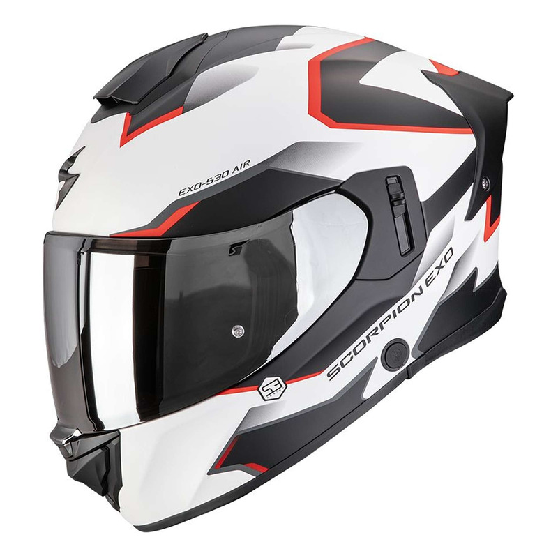 Casque intégral Scorpion Exo-530 Air Clip blanc/noir/rouge mat