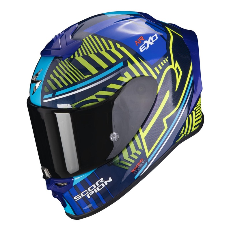 Casque intégral Scorpion Exo-R1 Evo Air Victory bleu/jaune fluo