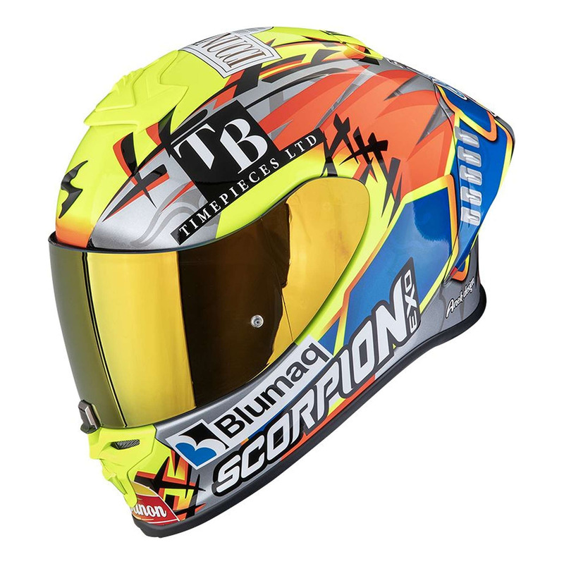 Casque intégral Scorpion Exo-R1 Evo II Air Aron Misano argent/jaune fluo/bleu