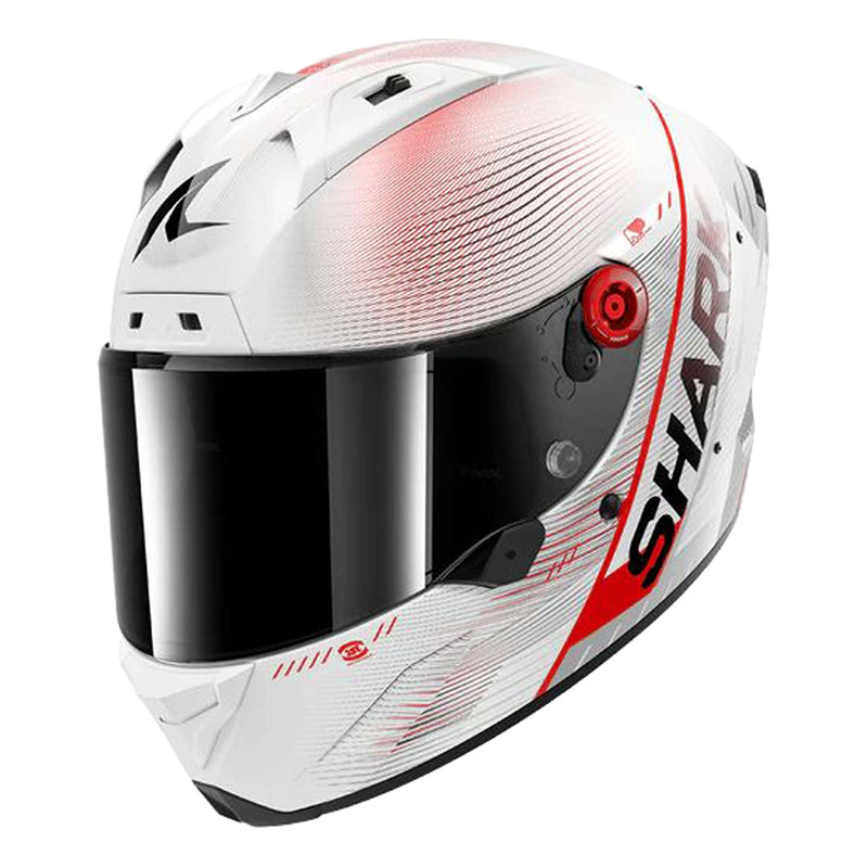 Casque intégral Shark Aeron Speed Tech Carbone/blanc/rouge