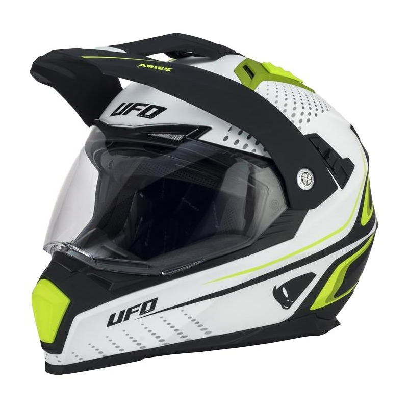 Casque intégral Ufo Aries blanc/noir/jaune fluo- XS