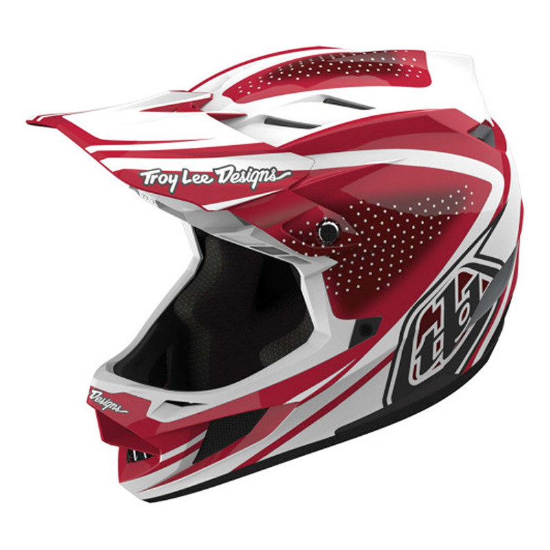 Casque intégral vélo Troy Lee Designs D4 Polyacrylite The Line Fire/White