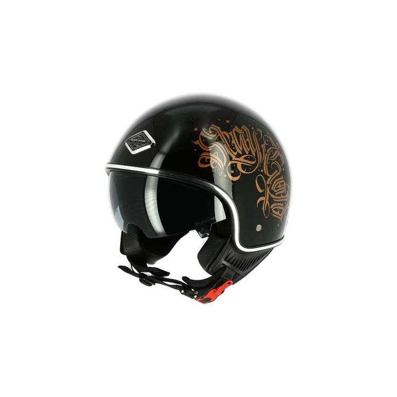 Casque jet Astone MINIJET 66 Black Letteres noir méttalisé- XS