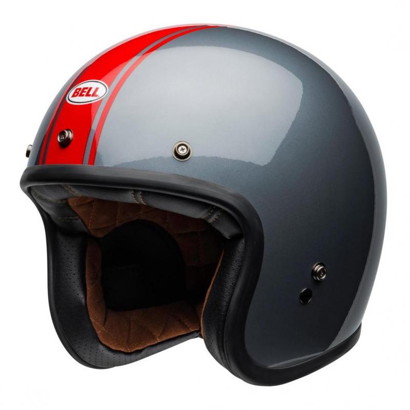 Casque jet Bell Custom 500 DLX Rally brillant gris/rouge- S