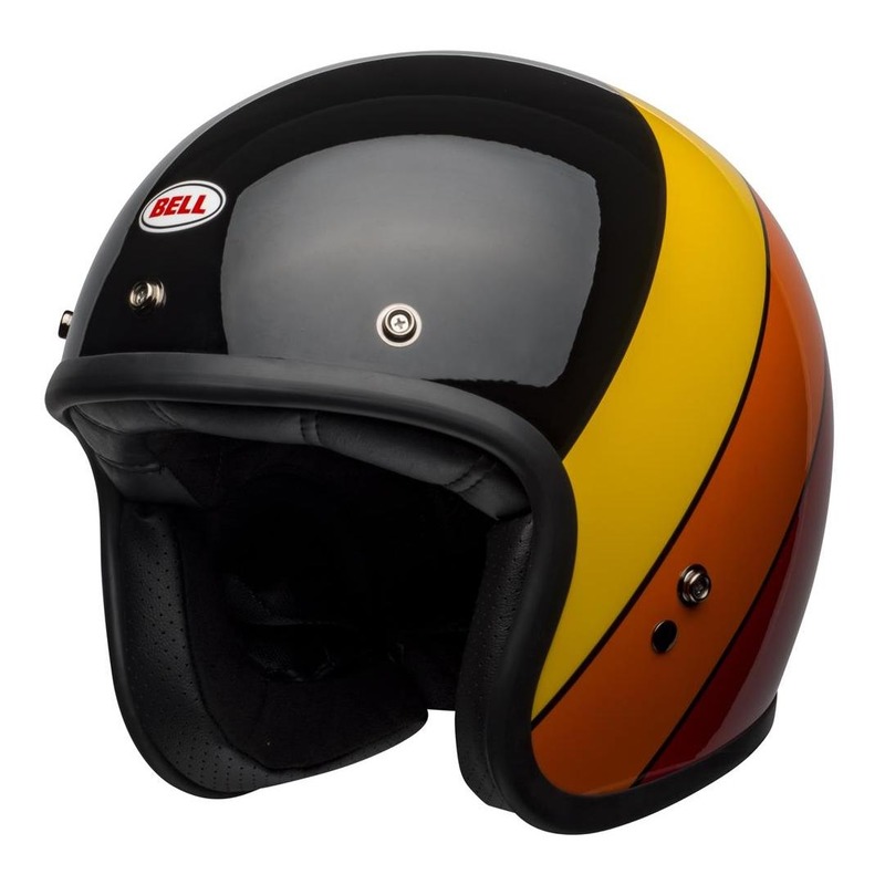 Casque jet Bell Custom 500 DLX Riff noir/jaune/orange/rouge brillant-