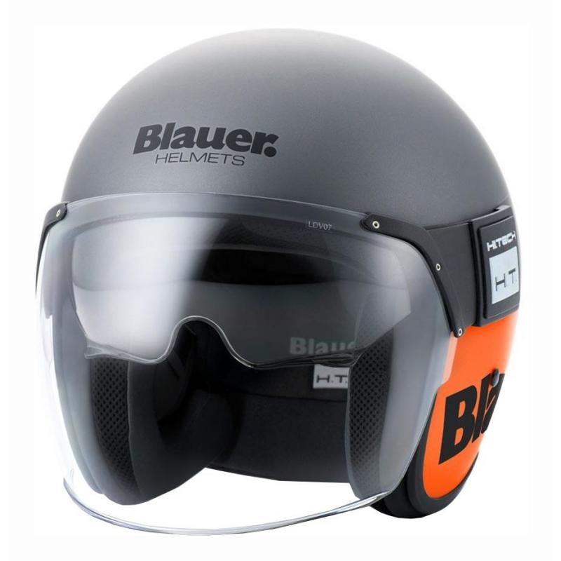 Casque jet Blauer POD Titane/Orange Mat- S