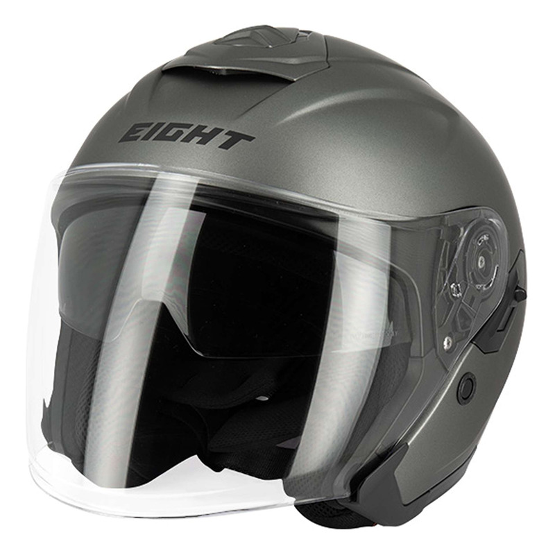 Casque jet Eight Fibre E-Tech S790 titanium mat