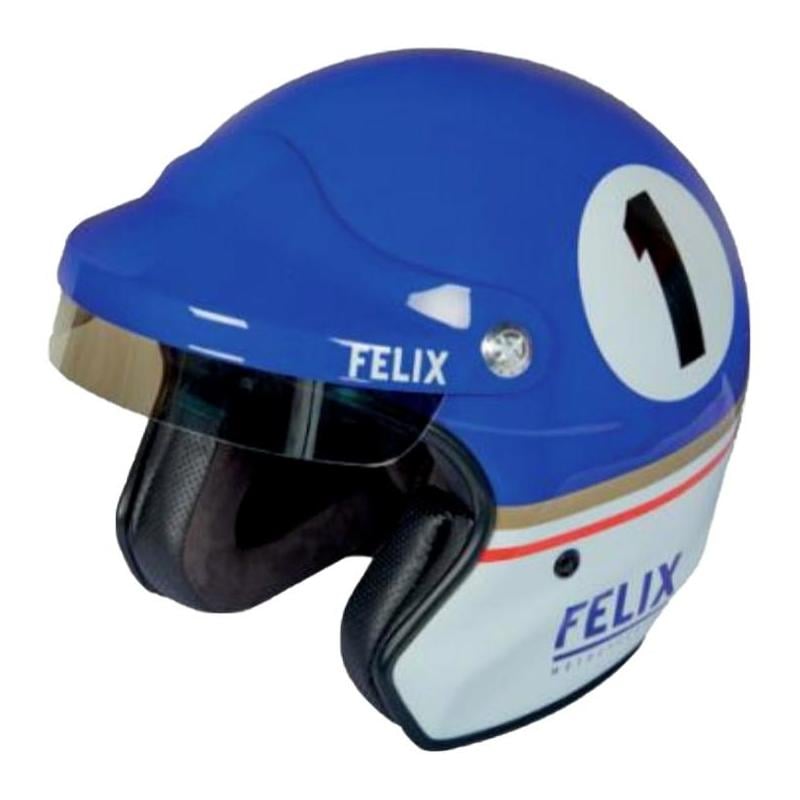 Casque jet Felix Motocyclette Dakar Bleu/blanc