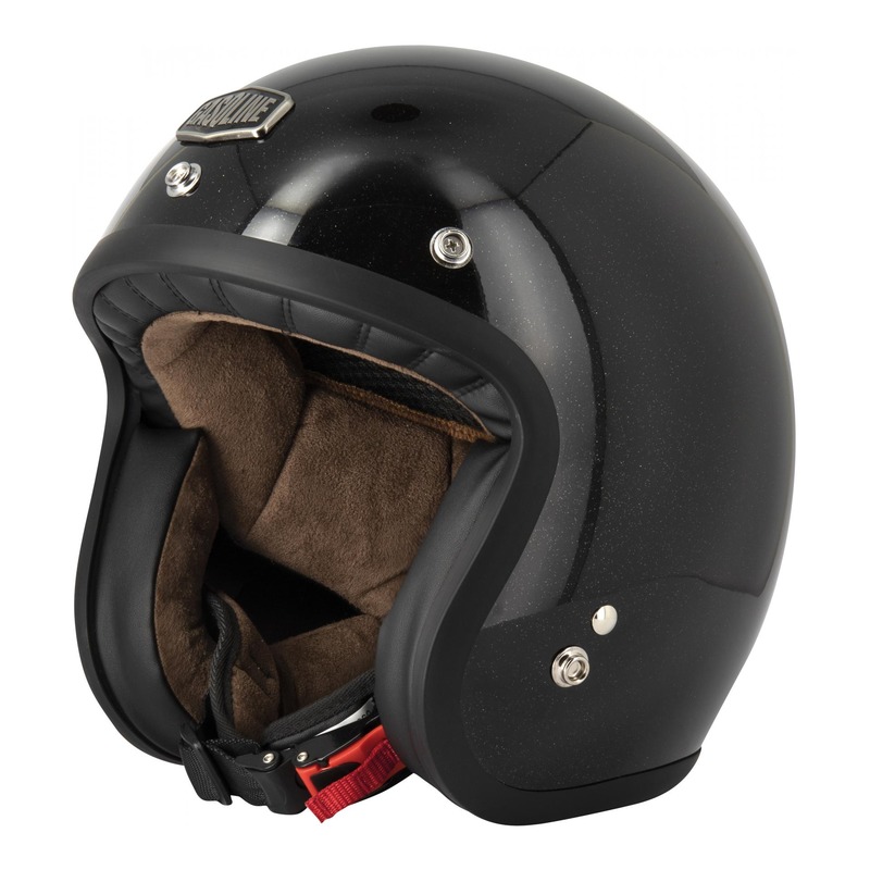 Casque jet Gasoline Café Racer S250 noir pailleté brillant- XS