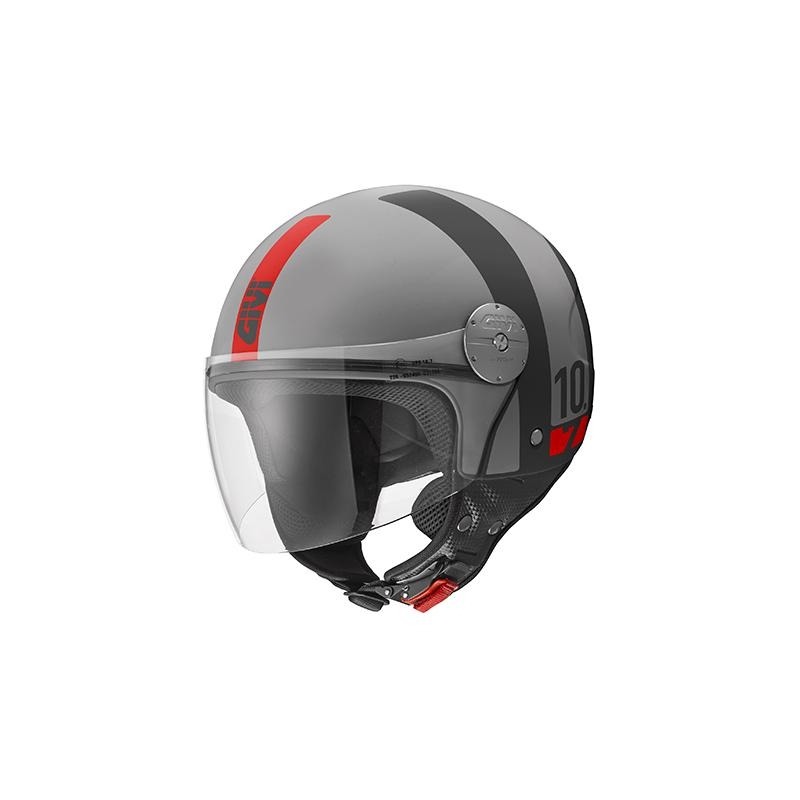 Casque jet Givi 10.7 Mini-J Concept gris/gris foncé/rouge mat- XS