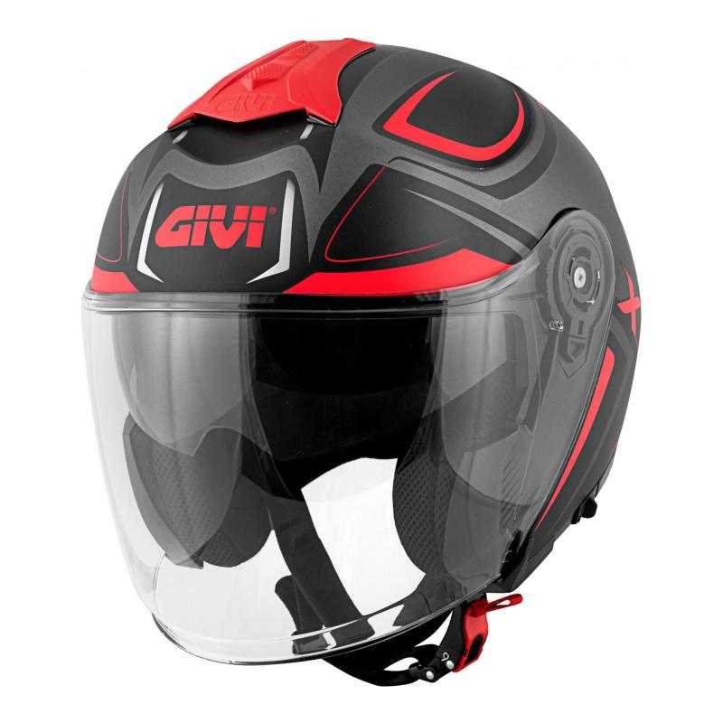 Casque jet Givi X.22 Planet Hyper titanium mat/noir/rouge fluo- XS/54