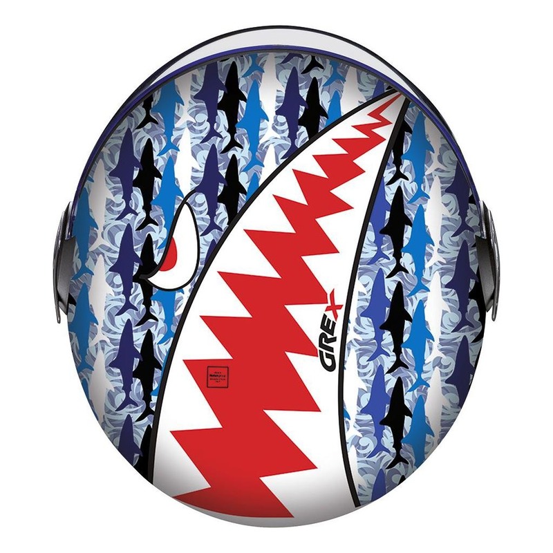Casque jet Grex G1.1 Artwork Jaw bleu/rouge- 3XS