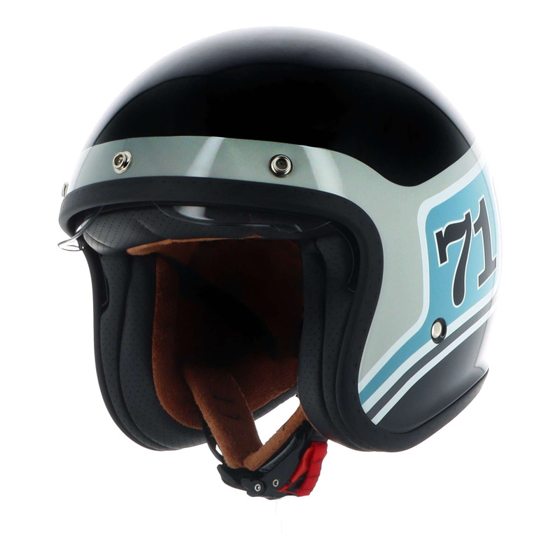 Casque jet Helstons Seventy One noir/bleu/gris