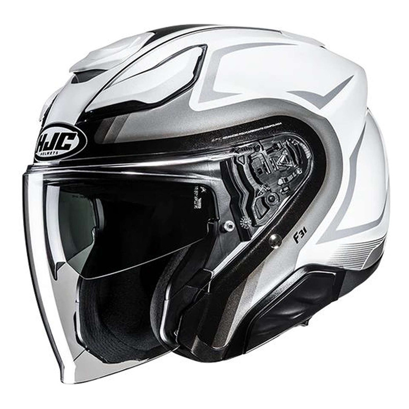Casque jet HJC F31 Bask MC10 blanc/gris/noir brillant- XS
