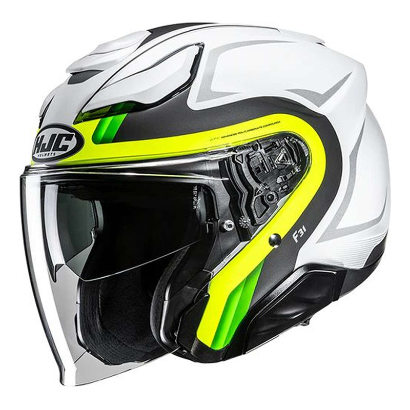 Casque jet HJC F31 Bask MC3HSF blanc/noir/jaune mat- XS
