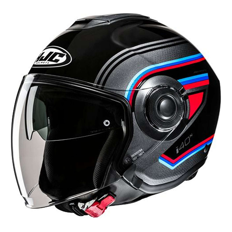 Casque jet HJC i40N Linia MC21 noir/gris/rouge brillant