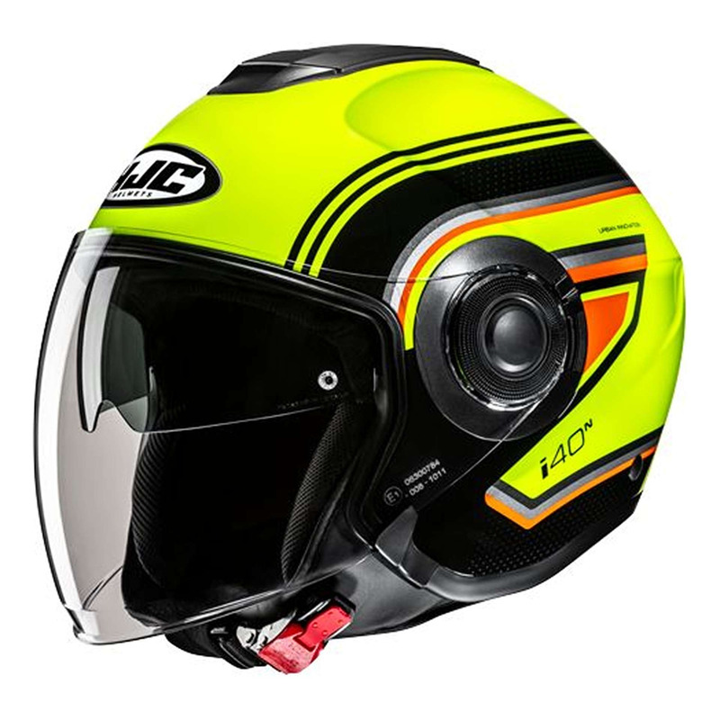 Casque jet HJC i40N Linia MC3H jaune/noir/orange brillant