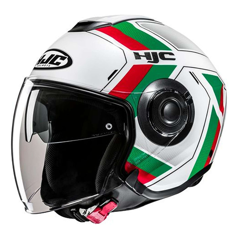 Casque jet HJC i40N Velu MC41 vert/blanc/rouge brillant