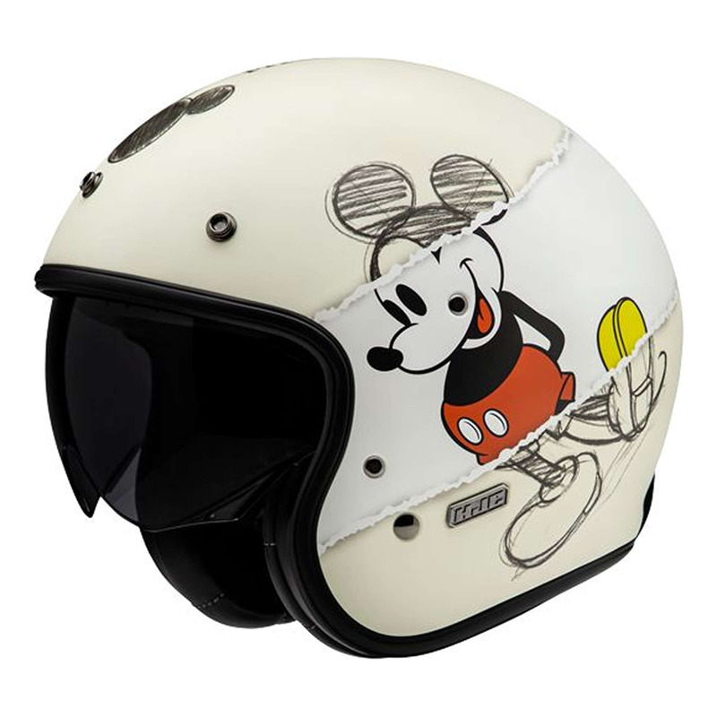 Casque jet HJC V31 Disney Mickey Sketch MC1SF beige/blanc/rouge mat