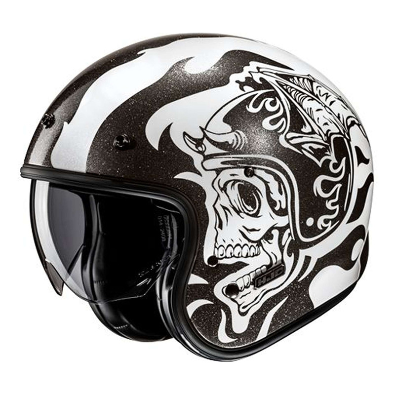 Casque jet HJC V31 Flame MC5 noir/blanc brillant