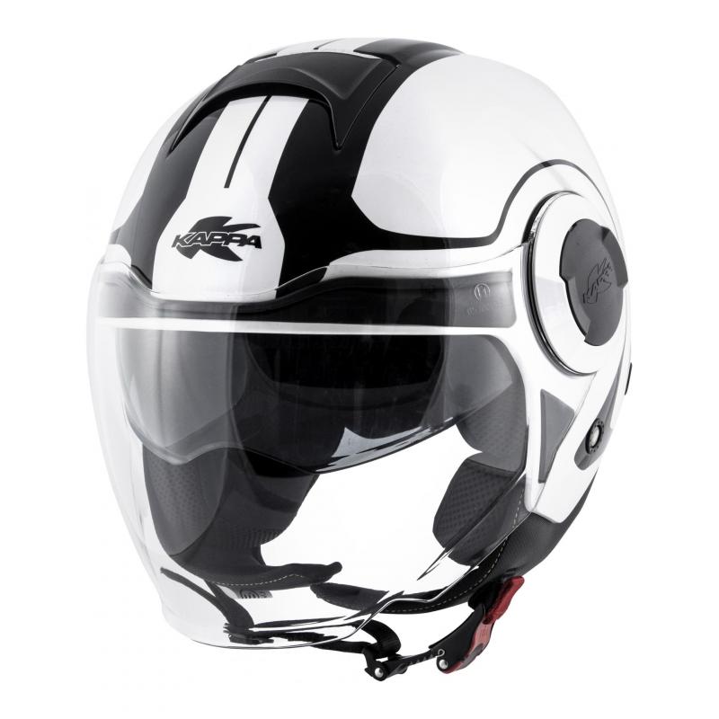 Casque jet Kappa KV37 Oregon Twist blanc/noir verni- XS