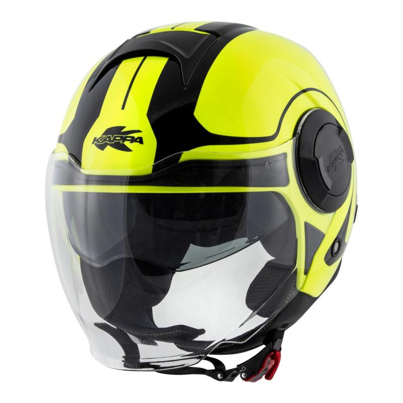 Casque jet Kappa KV37 Oregon Twist jaune fluo/noir verni- XS