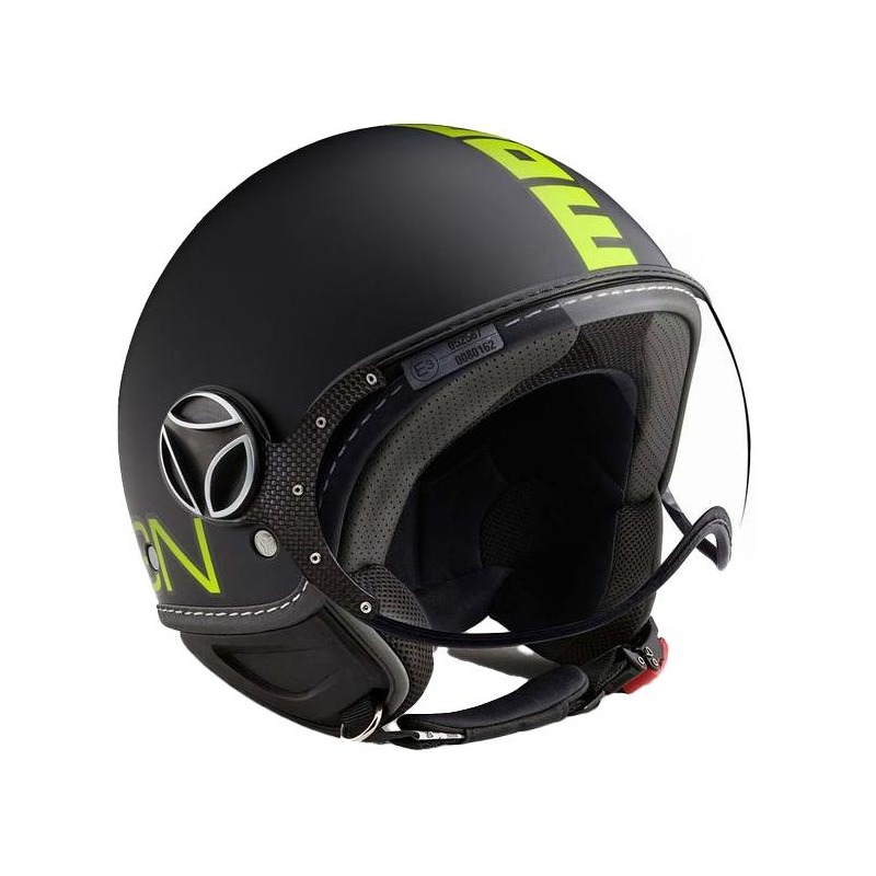 Casque jet Momo Design FGTR noir/jaune fluo mat- 2XS