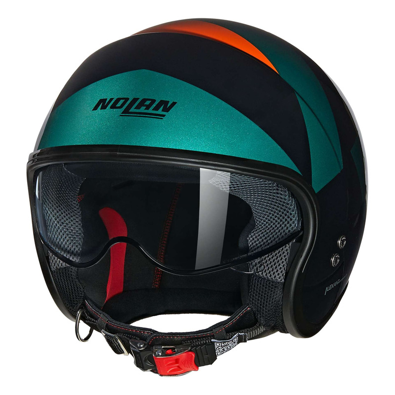 Casque jet Nolan N21 06 Tangente 347 noir/vert militaire/orange brillant