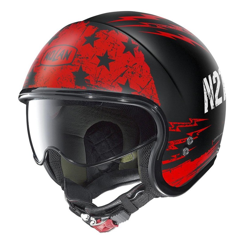 Casque jet Nolan N21 Jetfire Mat noir/rouge- 2XS