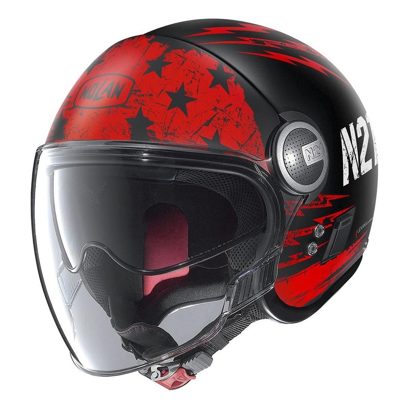 Casque jet Nolan N21 Visor Jetfire Mat noir/rouge- 2XS