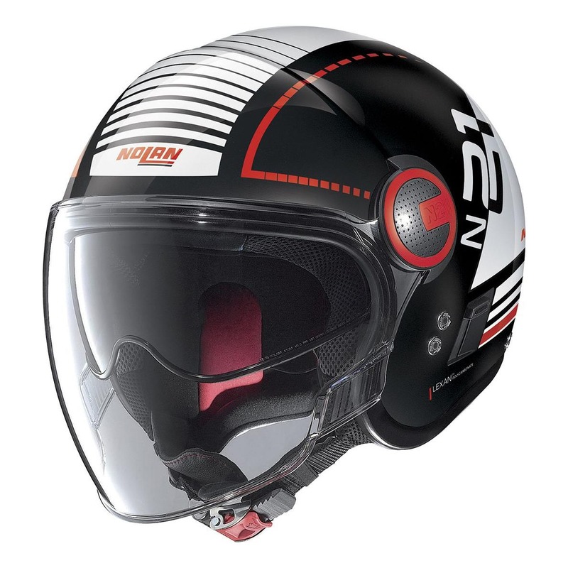 Casque jet Nolan N21 Visor Runabout Brillant noir/rouge- 2XS