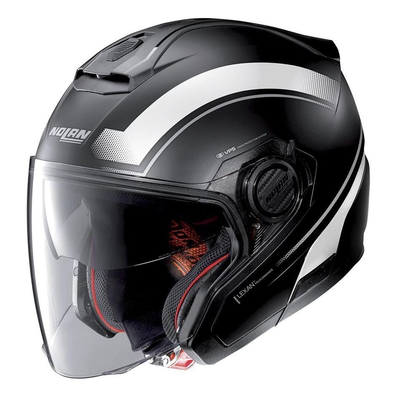 Casque jet Nolan N40-5 Resolute N-Com Mat noir/blanc- 2XS