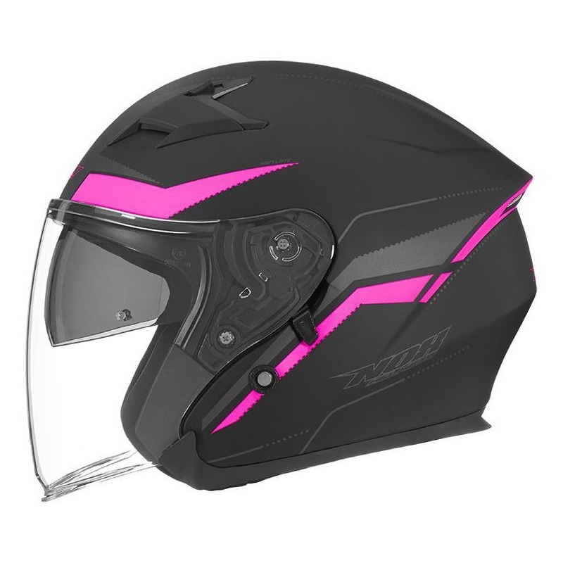 Casque jet Nox N127 Late mat noir/rose fluo- XS