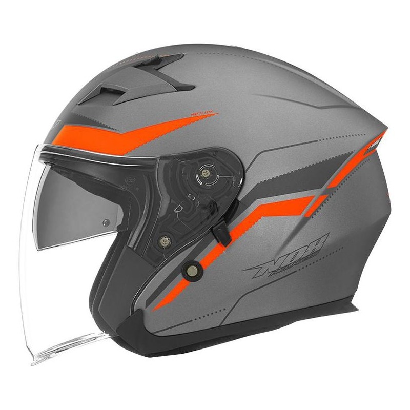 Casque jet Nox N127 Late mat titanim/orange fluo- XS