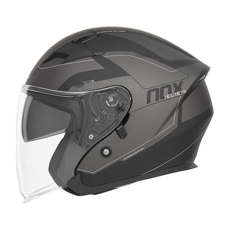 Casque jet Nox N127 Metro mat noir/argent- XS