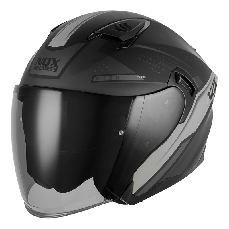 Casque jet Nox N130 Ekto noir mat/argent