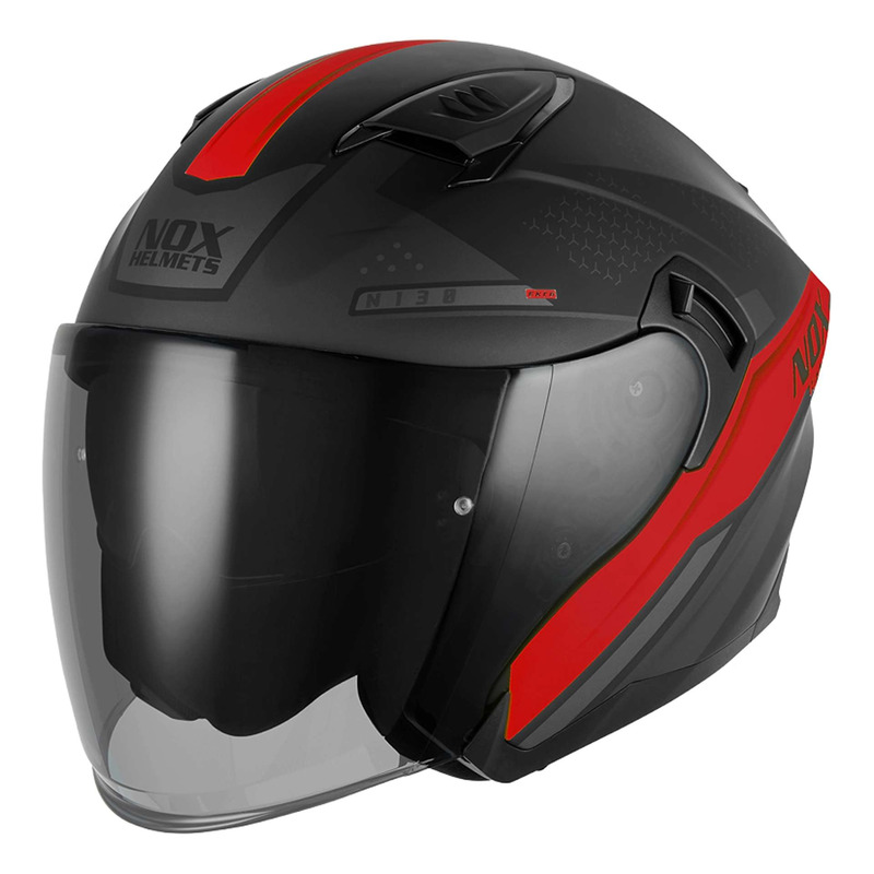 Casque jet Nox N130 Ekto noir mat/rouge
