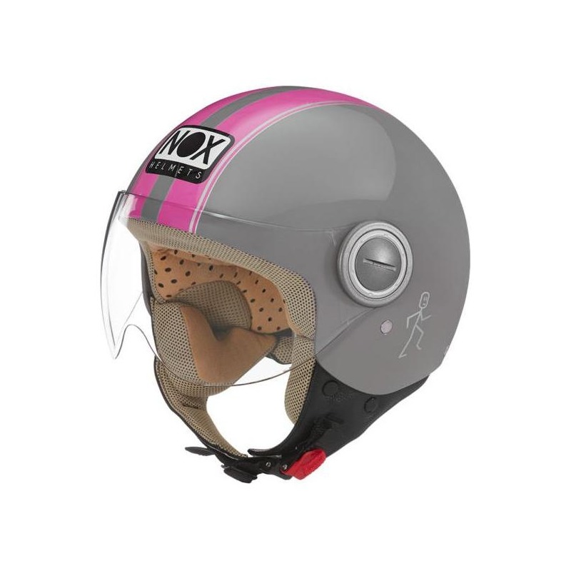 Casque jet Nox N210 gris nardo/rose fluo- XS