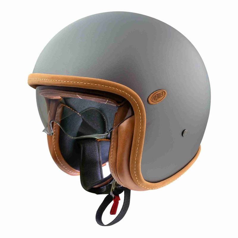 Casque jet Premier Vintage Platinum U17 BM gris couture marron- XS