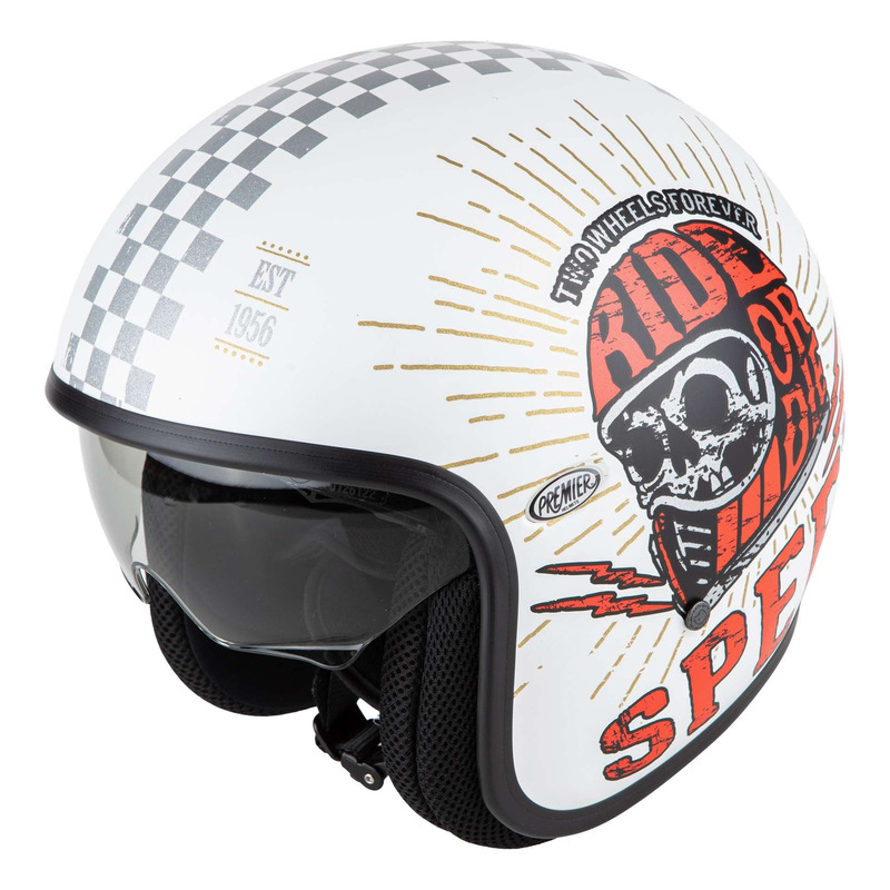 Casque jet Premier VINTAGE RETRO ANNIVERSARY noir/blanc (ECE