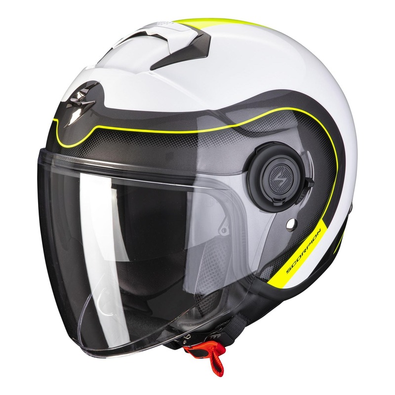 Casque jet Scorpion EXO-City Roll blanc perle/jaune fluo- XS