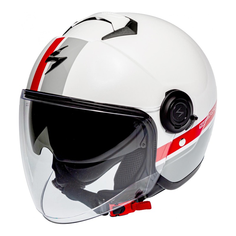 Casque jet Scorpion Exo-City Strada blanc/argent/rouge- XS
