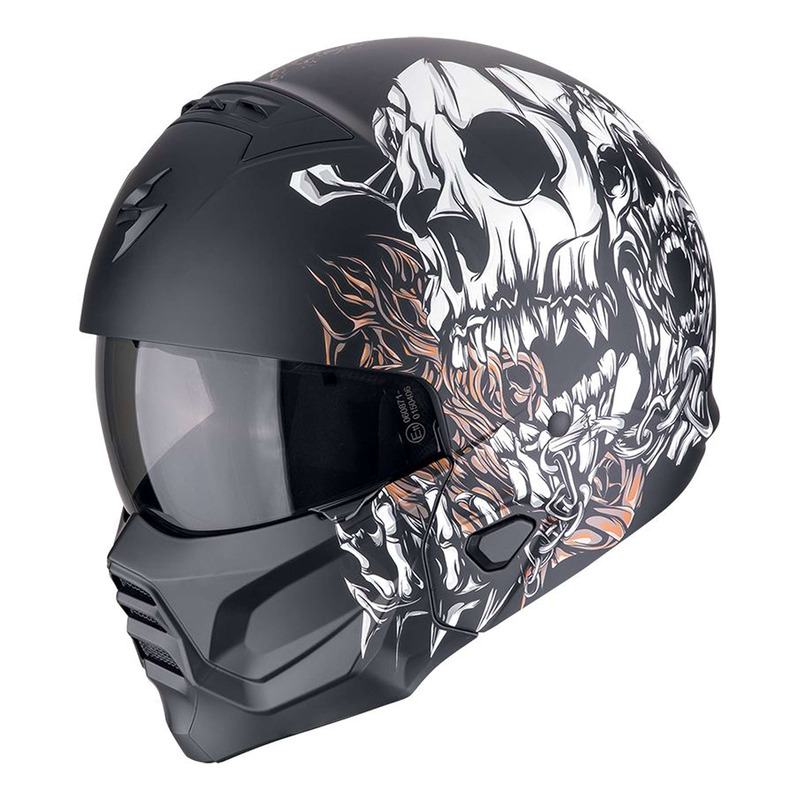 Casque jet Scorpion Exo-Combat 2 Genesis matt black/white/gold