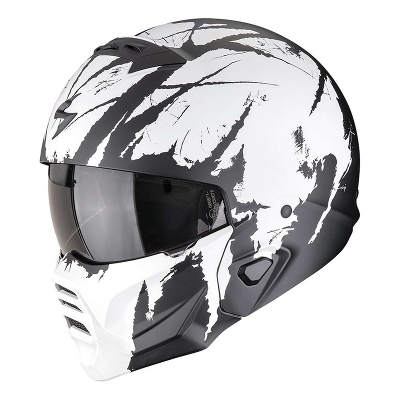 Casque jet Scorpion Exo-Combat 2 Marauder noir/blanc mat- XS